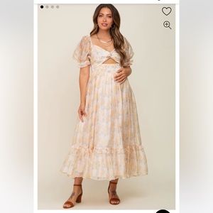 NWT Maria Sweetheart Neckline Midi Dress in Yellow Floral - Bump Friendly